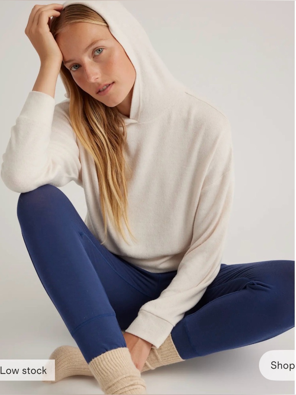 🐑Quince Brushed Lounge Cropped Pullover Hoodie 🐑